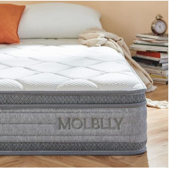 Molblly Vienvietīgs matracis 8,5 collu atmiņas putu atsperu matracis Gulta kastē spiediena mazināšanai, Comfort Foam Hybrid matracis 90 x 190 x 25 cm