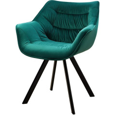 Invicta Interior Dizainera krēsls The Dutch Comfort Emerald Green Velvet Retro stils ar roku balstiem