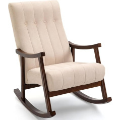 Avawing Šūpuļkrēsls Atpūtas krēsls ar koka rāmi, poliesters, 62 W x 101 D x 98 H cm (bēšs)