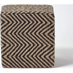 Homescapes Design Sitzwürfel Fußhocker Chevron Herringbone schwarz Creme