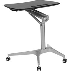Flash Furniture Mobilus sėdimasis ergonominis kompiuterio stalas, stovimasis stalas, metalinis, juodas, 1 komplektas