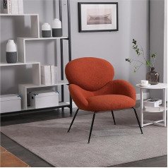 Hainew Mūsdienīgs atpūtas krēsls Teddy Fabric Wing Chair ar roku balstiem un metāla kājām, TV krēsls, atpūtas krēsls, viesistaba, atpūtas krēsls, krēsls, mīkstie krēsli, grima krēsli, maksimālā slodze 113 kg