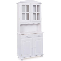 Inter Link Glass Front Buffet Cabinet, Kitchen Cabinet, Dining Room Cabinet - Solid Pine Wood