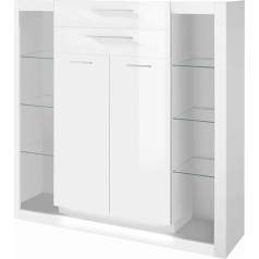 Lomadox Highboard Milan-61 augstas spīduma pakāpes balts W x H x D 141 x 139 x 37 cm