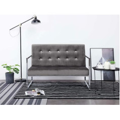 Chusui 2 Seater Sofa with Armrests, Couch for Living Room, for Flats, Couch with Sleep Function, Lounge Sofa, Sofas & Couches, Relax Sofa, Dark Grey Chrome and Velvet