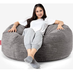 Lounge Pug - MAMMOTH Cord Beanbag STEEL - GIANT SIZE - šis pupu maisiņš ir lielisks bērniem un pieaugušajiem