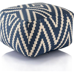 Elyflair ® Handwoven Cube Seat Made of 100% Cotton - Versatile for Living Room, Children's Room or Office - Foot Stool in Many (Blue)