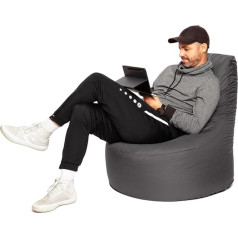 Patch Home Gamer krēsls Bean Bag - 2 izmēri - 25 krāsas XL - 75 cm diametrs, 30 cm sēdekļa augstums, 80 cm augstums antracīts