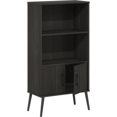 Furinno Claude viduslaikmeta stila akcenta skapītis ar koka kājām, kompozītmateriāls, Espresso, 60.6 (platums) x 115.8 (augstums) x 31 (dziļums) cm