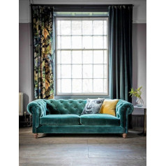 Jvmoebel Dizainas Chesterfield Sofa Set 3-Seater Turquoise Fabric Couch Upholstery Sofos