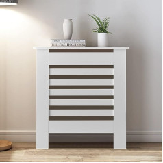 Tukailai Modern White Cabinet Radiator Cover with Horizontal Slat MDF Wood Grill Cabinet Top Storage Shelf Painted for Living Room Bedroom Hallway Kitchen Bathroom S-68 x 16 x 80 cm