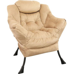 Goldsun Samta auduma akcenta krēsls ar noņemamām metāla kājām un sānu kabatu, ērts polsterēts vienvietīgs atpūtas krēsls viesistabai guļamistabai birojam (bēšs)