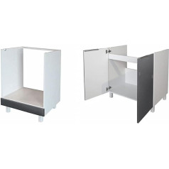 Berlenus CP8HG 80cm Gloss Grey & CF6BG Kitchen Cabinet 1 Door 60cm High Gloss Grey