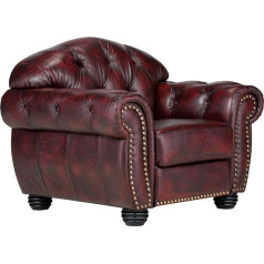 Woodkings ® Chesterfield Hereford krēsls Īstas ādas antīkās ādas sarkans biroja krēsls Mīkstās mēbeles Kluba krēsls Pavasara kodols Unikāla vīriešu istaba Angļu ādas stila krēsls