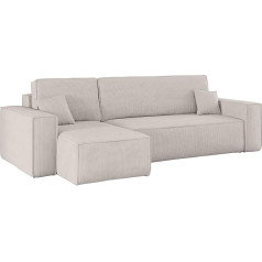 Kaiser Möbel Best Corner Sofa with Sleep Function and Bed Box - Modern Design Couch, Sofa Set, Couch Set, Couch Set, Upholstered Corner, Freestanding, Thick Corduroy, Beige Left