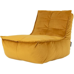 Icon Dolce Bean Bag Lounger, dzeltens, samts, XXL Bean Bag krēsls pieaugušajiem, milzu pupiņu maiss ar pildījumu dzīvojamai istabai, liels plīša pupiņu maiss