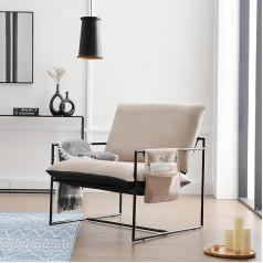 Fantasylab Krēsls Dzīvojamā istaba Vienvietīgs dīvāns guļamistabai Moderns dizains Metāla rāmja krēsls ar ērtu mīkstu mīkstu atmiņas putu spilvenu abpusējai lietošanai Noņemams uzglabāšanas maisiņš