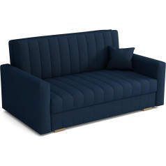 Meble-Lux - Zanzibar Sofa with Sleep Function and Bed Box, 3-Seater Sofa, 153 cm Wide, Sofa Bed with Bed Box, Couch with Sleep Function, Small, Dark Blue