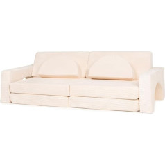 MKS Play Sofa, Children's Sofa Made of Foam Building Blocks - Play Sofa for Children and Cuddly Corner in the Children's Room, Consists of 10 Pieces for the Sleeping Area and Playroom (Cream)