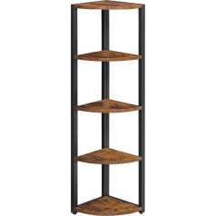 Vasagle 5 līmeņu stūra plauktu iekārta Daudzfunkcionālais plaukts Augu turētājs Dzīvojamā istaba Guļamistaba Birojs Industriālais stils Rustic Brown and Black LLS801B01