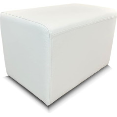 Quattro Meble Īstas ādas taburete 60 x 40 x 40 cm Kaula ādas sēdeklis Cube Footstool polsterēts taburete Pure White