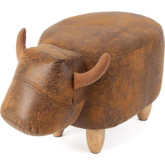 Balvi La Vache Stool Brown in the Shape of a Cow Wooden Legs Faux Leather / Wood