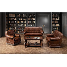 All4All Prato 3 + 2 + 1 Living Room Set Upholstery Set 3-Seater 2-Seater Armchair Elegant with Wood Decoration 11 (3 + 2 + 1)