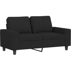 vidaXL Sofa 2-Seater, Lounge Sofa Couch with Armrests Back Cushion, Living Room Sofa Design Sofa Metal Frame, Seating Furniture Two Seater, Black Fabric