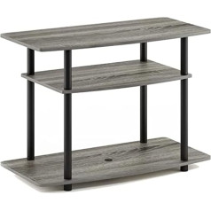 Furinno 3 Tier TV Cabinet Wood French Oak Grey/Black 40.13 x 80 x 59.18 cm