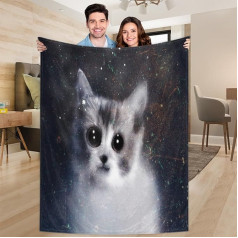 Ririx Galaxy cute cat throw blanket dzīvnieku kaķu sega, gultai, dīvānam, dīvānam, krēslam, kempingiem un ceļojumiem, viegla sega, liela (203 x 152 cm)