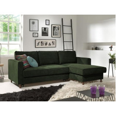 Lisa Design - Jake - Extendable Corner Sofa - With Storage Box - 4 Seater - Velour - Right - Green