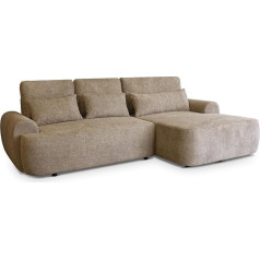 Robin Inspire Aldo Corner Sofa with Sleep Function, Bed Box, L-Shaped Sofa, Corner Sofa, Sofa Bed, Freestanding, Right, Beige, 273 x 160 x 87 cm