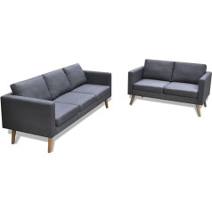 Homgoday Sofos komplektas 2 ir 3 sėdimų vietų audinys Tamsiai pilka sofa Kanapa Dvigulė sofa Atsipalaiduoti sofa Minkšta sofa Sofa Šiuolaikinė svetainės sofa Svetainės sofa Svetainės sofa Priėmimo kabinetui