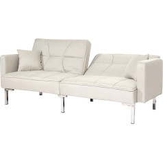 Mendler HWC-K65 Sofa lova Svečių lova 170 x 104 cm Audinys / tekstilė Kreminė smėlio spalvos