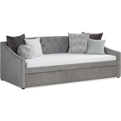 Homestyle4U 2594 Sofa Couch Sofa Bed with Bed Box Extendable Sofa Bed Cord Grey Upholstered Bed 90 x 200 cm Guest Bed Day Bed