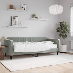 Lapooh Daybed with Mattress, Light Grey, 90 x 200 cm, Velvet, Sofa Bed, Sofa Bed, Sofa Bed, Teenager's Bed, Bed Frame, Bed Couch 3197039