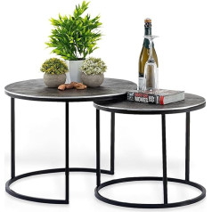 Casamia Carlton Coffee Table Round Metal Set of 2 Diameter 55 and 45 cm