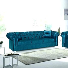 Jvmoebel Dizainas Pilka sofa 3 sėdimos vietos Chesterfield audinys sofos apmušalai Tekstilės sofos