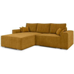 Mb-Moebel ERNO II kampinė sofa iš velvetinio audinio su miego funkcija ir lovos dėže, sofa kambariui, sofos-lovos komplektas, kampinė sofa, L formos, 250 x 86 x 176 cm - ERNO II (kairė,