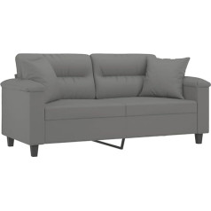 ‎Vidaxl vidaXL 2 vietų sofa, sofa su pagalvėle, svetainės sofa, minkšta sofa, fotelis, relaksacinė sofa, poilsio sofa, poilsio sofa, relaksacinė sofa, tamsiai pilkas mikropluošto audinys