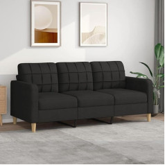 ZEYUAN 3 Seater Sofa Black 180 cm Fabric Sofa Living Room Youth Sofa Relax Sofa Sofas & Couches Sofa for Bedroom Youth Children's Room