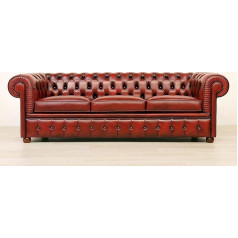 Jvmoebel Design Chesterfield Sofa Set 3-Seater Leather Couch Red Upholstery Sofas Sofa