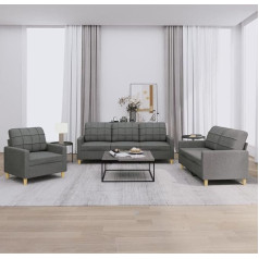 Mengtu 3-TLG. Sofagarnitur mit Kissen Sofa Couch Möbel Gästesofa Lounge Rückenlehnensofa Polstersofa Couch Loungesofa Couchgarnitur Sofas Büro Dunkelgrau Stoff