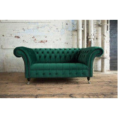 Jvmoebel Chesterfield Žalioji dizainerio sofa 2 sėdimos vietos Velveto audinys Tekstilė Sofa Sofos sofos