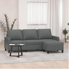 CIADAZ 3201038 3-Seater Sofa with Stool, Dark Grey, 180 cm Fabric, Sofas & Couches, Sofa Living Room, Sofa for Teenager's Room, Relax Sofa, Sofa for Bedroom, Upholstered Sofa