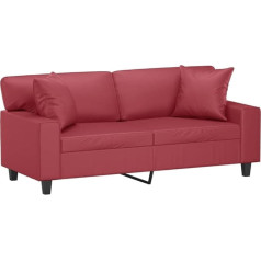 Vidaxl 2-Seater Sofa, Couch with Decorative Cushions, Recliner Sofa for Living Room, Upholstered Sofa, Armchair, Relaxing Sofa, Lounge Sofa, Relaxing Couch, Wine Red Faux Leather