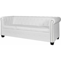 Camerina Chesterfield Sofa 3 Seater Faux Leather White Небольшой диван для комнаты подростка