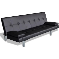 Homemiyn Sofa Bed with Pull-Out Function Couch Sofa Bed Folding Sofa with 2 Cushions 168 x 76 x 66 cm Black