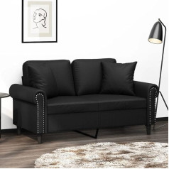 Gecheer 2-vietė sofa-lova Svečių sofa-lova Sofa-lova gyvenamajam kambariui / namams / biurui su dekoratyvine pagalvėle Juoda 120 cm dirbtinė oda