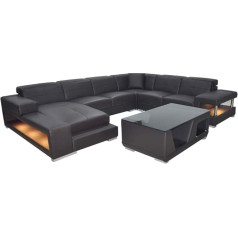 Jvmoebel Sofa Set Cushion Seat Set Corner Sofa Coffee Table Armchair Leather Couchen Sofas